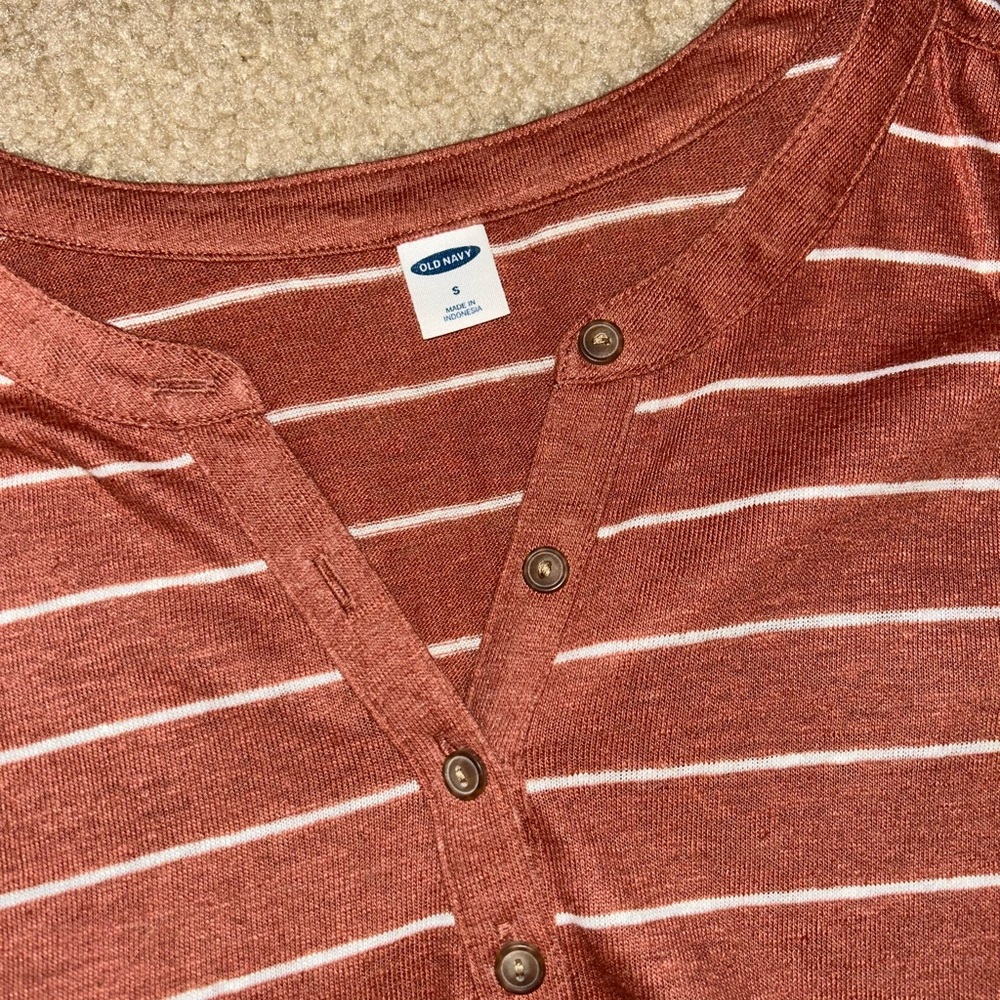 Striped Button-Front Women's Top - Picture 2 of 3